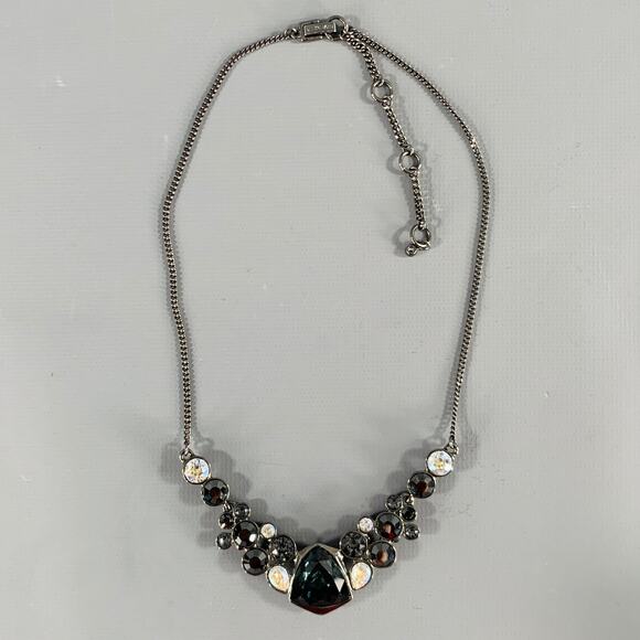 GIVENCHY Black Silver Rhinestones Necklace - Picture 1 of 4